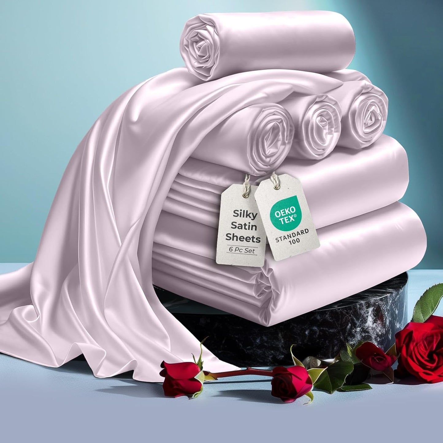 Satin Bed Sheets Set - Luxury Silky Full Size Bedding