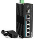 YuanLey 6 Port Industrial PoE Gigabit Switch - Robust DIN Rail Unit