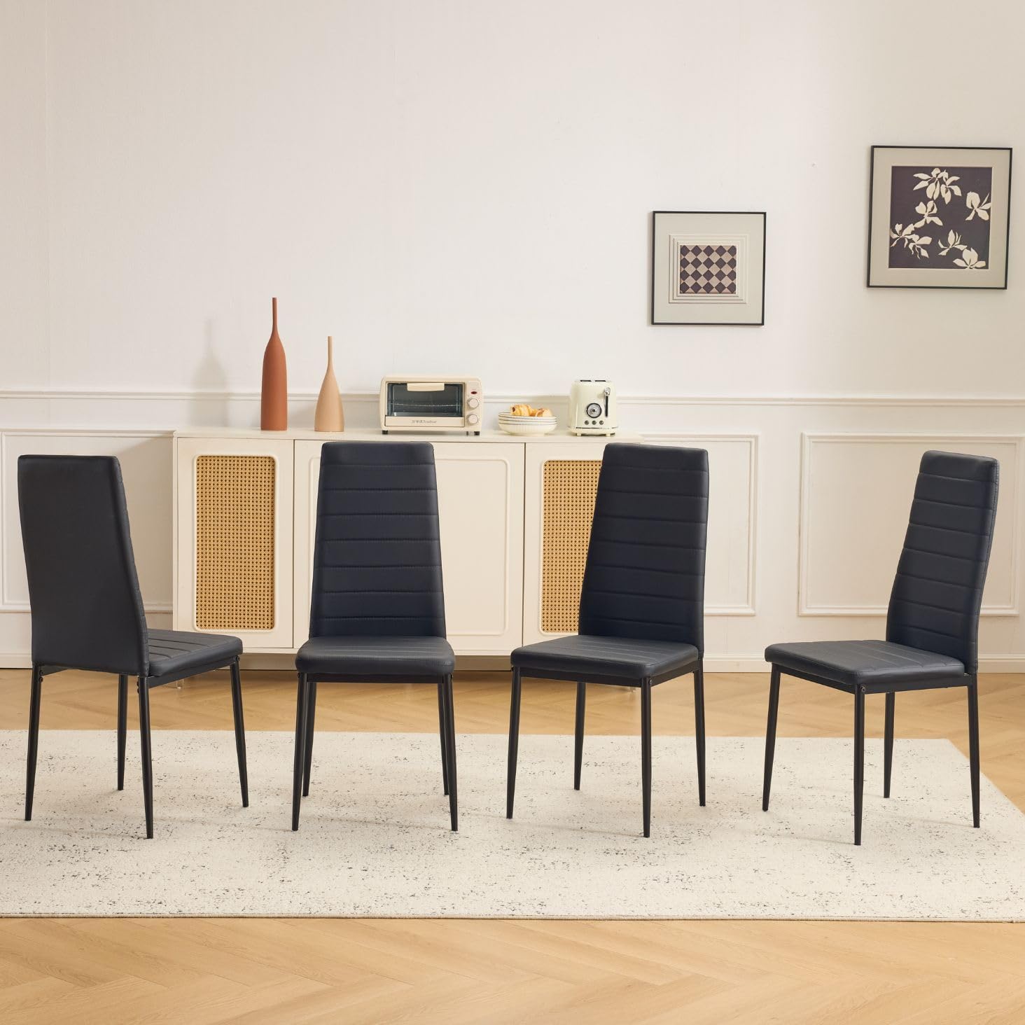 Ergonomic Black Dining Chairs Set of 4 for Modern Spaces