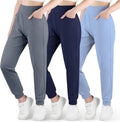 Girls High Waisted Joggers 3 Pack - Comfortable Athletic Pants