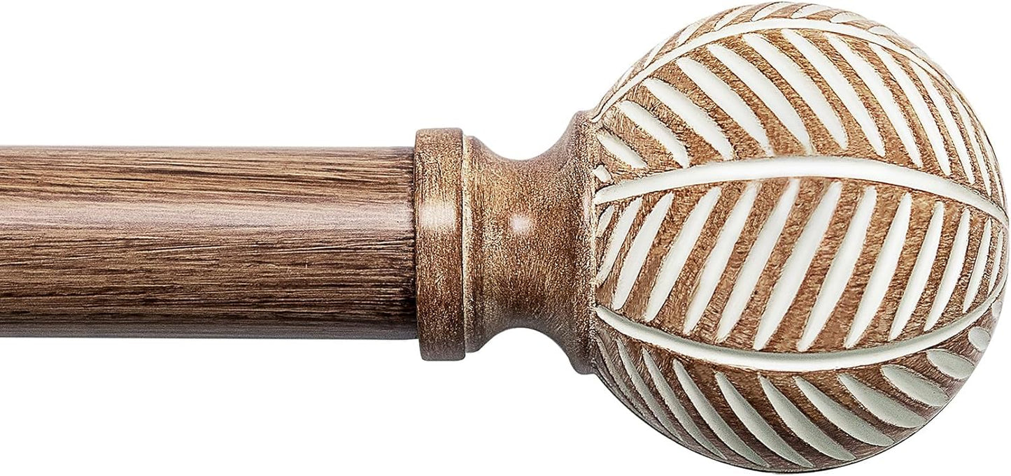 Adjustable Heavy Duty Wood Curtain Rods with Leaf Finials