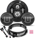 7 inch LED Headlight with 4.5 Fog Passing Lights - Bright Night
