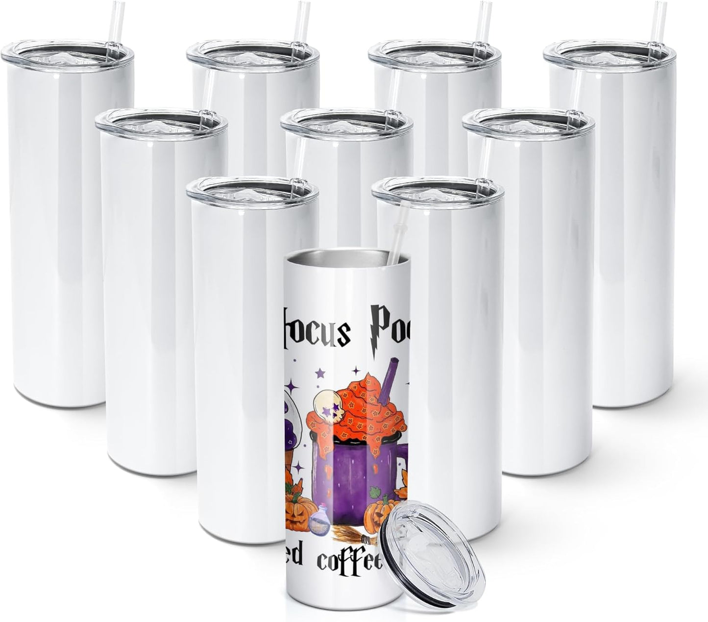 Sublimation Tumblers 20 OZ Straight Skinny Tumbler 10 Pack