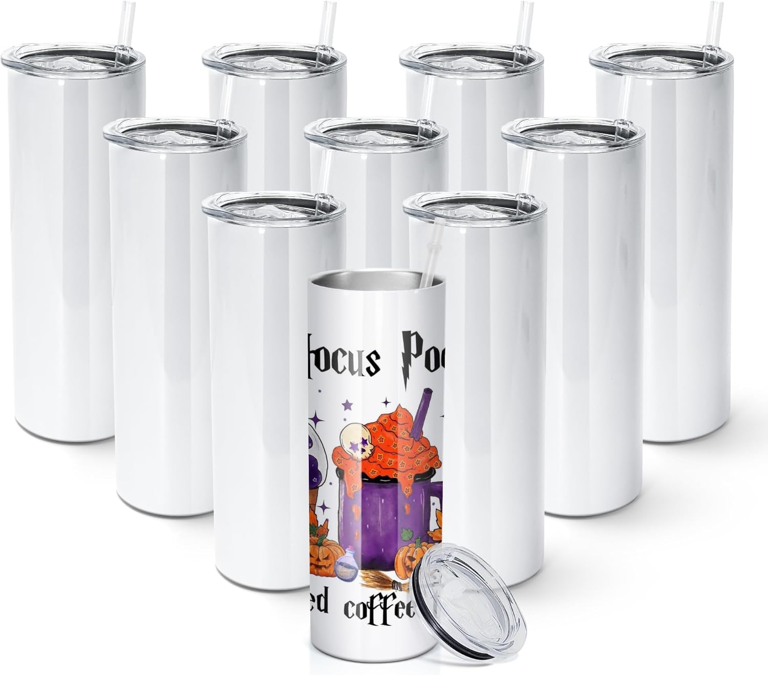 Sublimation Tumblers 20 OZ Straight Skinny Tumbler 10 Pack
