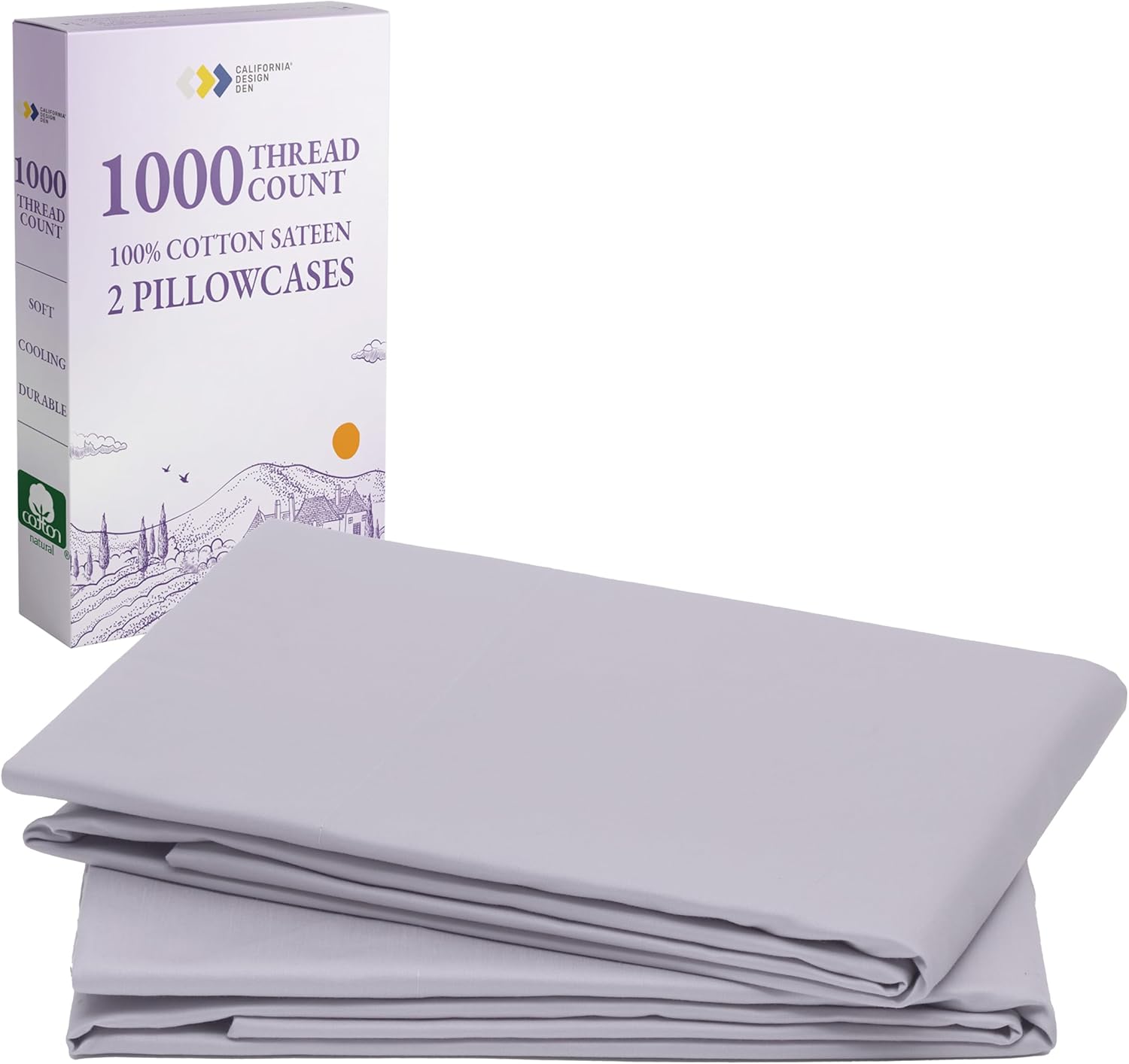 Ultra Luxury King Size Pillow Cases Set of 2 in Lavender Grey
