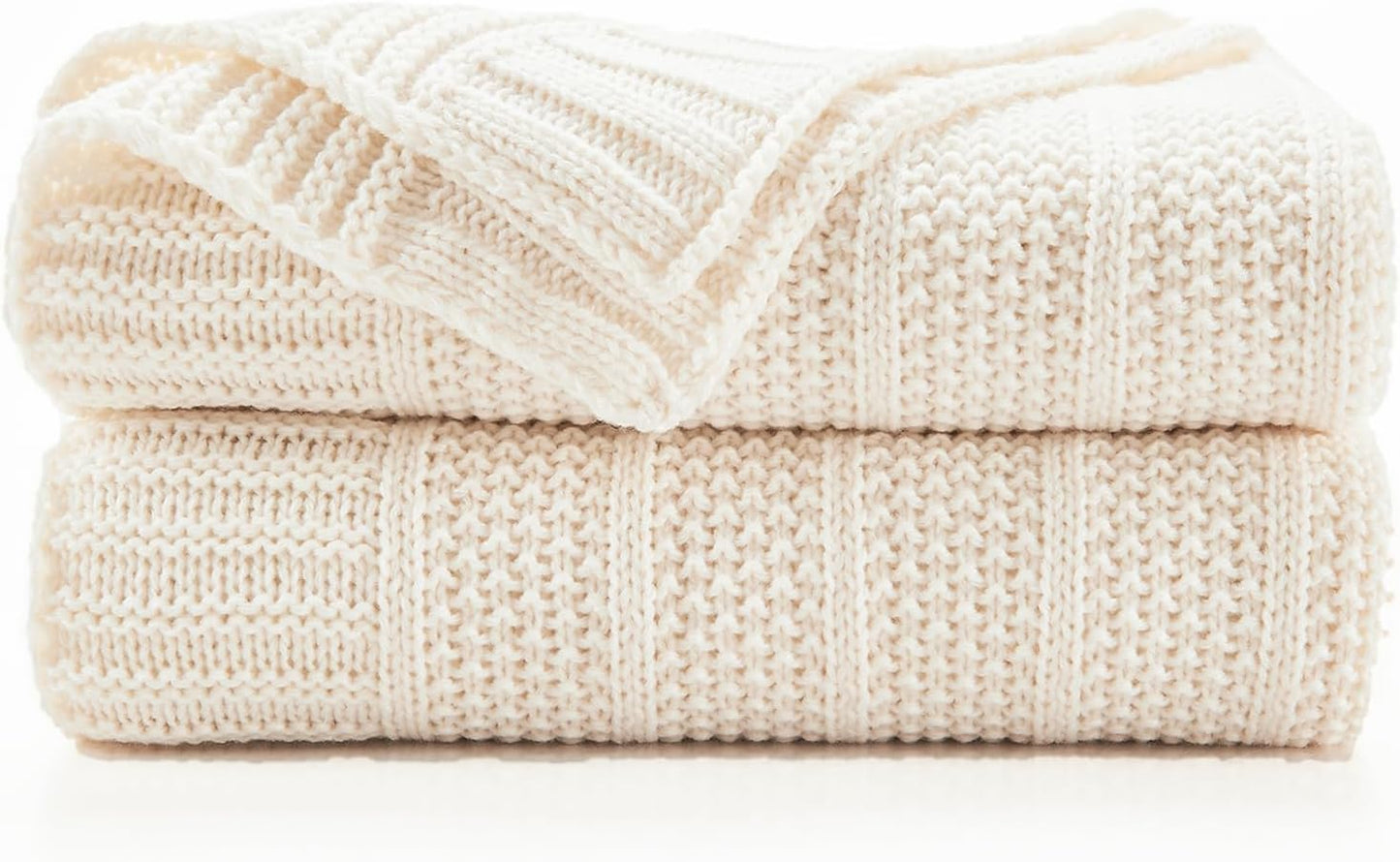 Douceur Cream Throw Blanket for Bed, Soft Cozy Lightweight