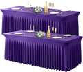 Dark Purple Spandex Tablecloths for 8 ft Rectangle Tables - 2 Pack