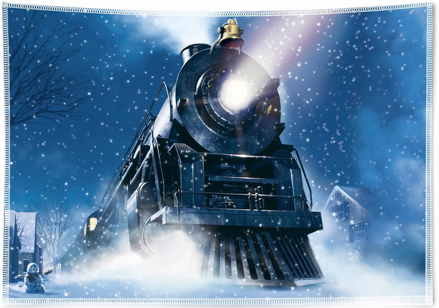 10x8ft Fabric Winter Night Train Backdrop for Stunning Photos