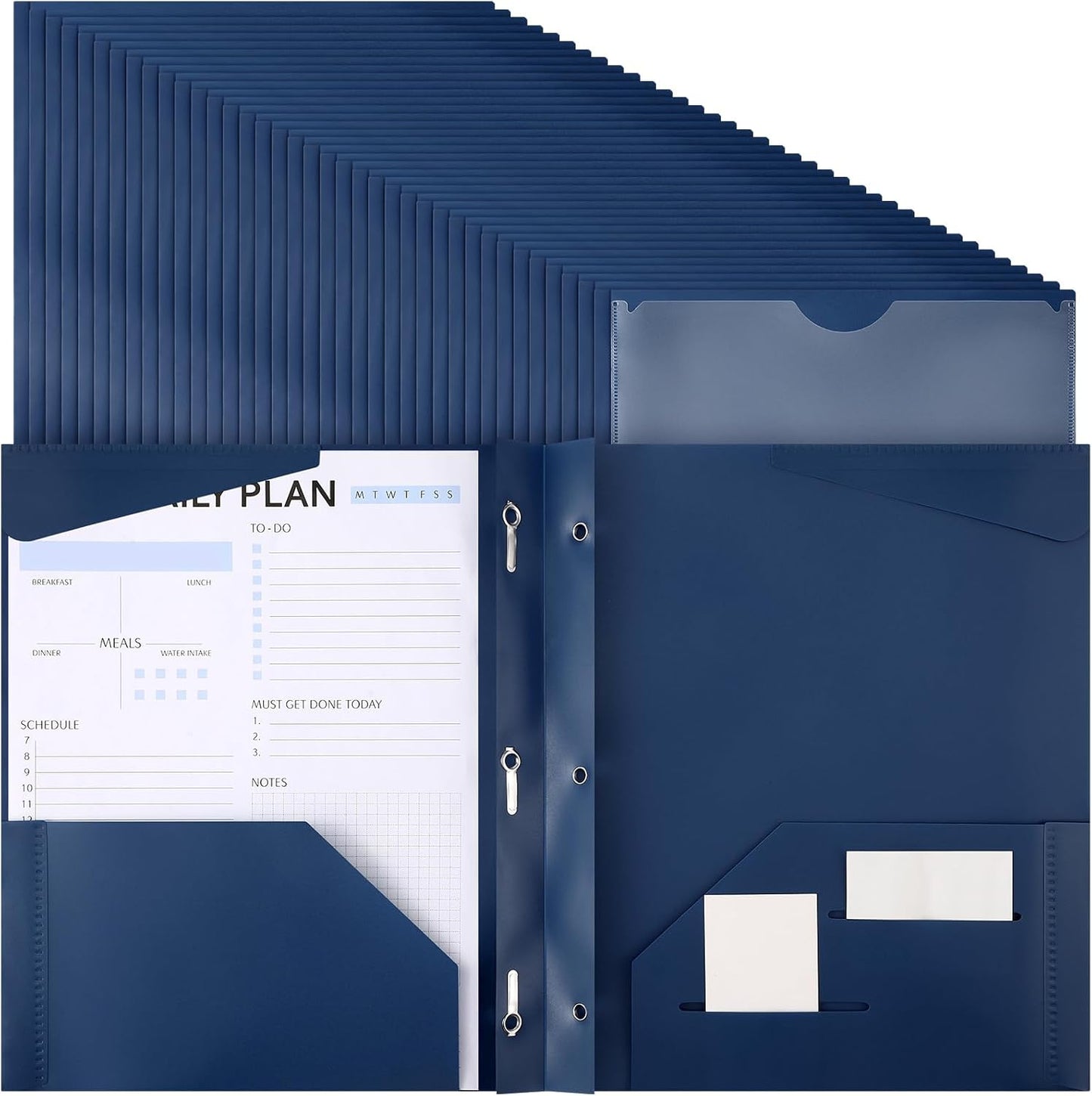Tenceur 48 Pack Heavy Duty Folders with Clear Front Pockets