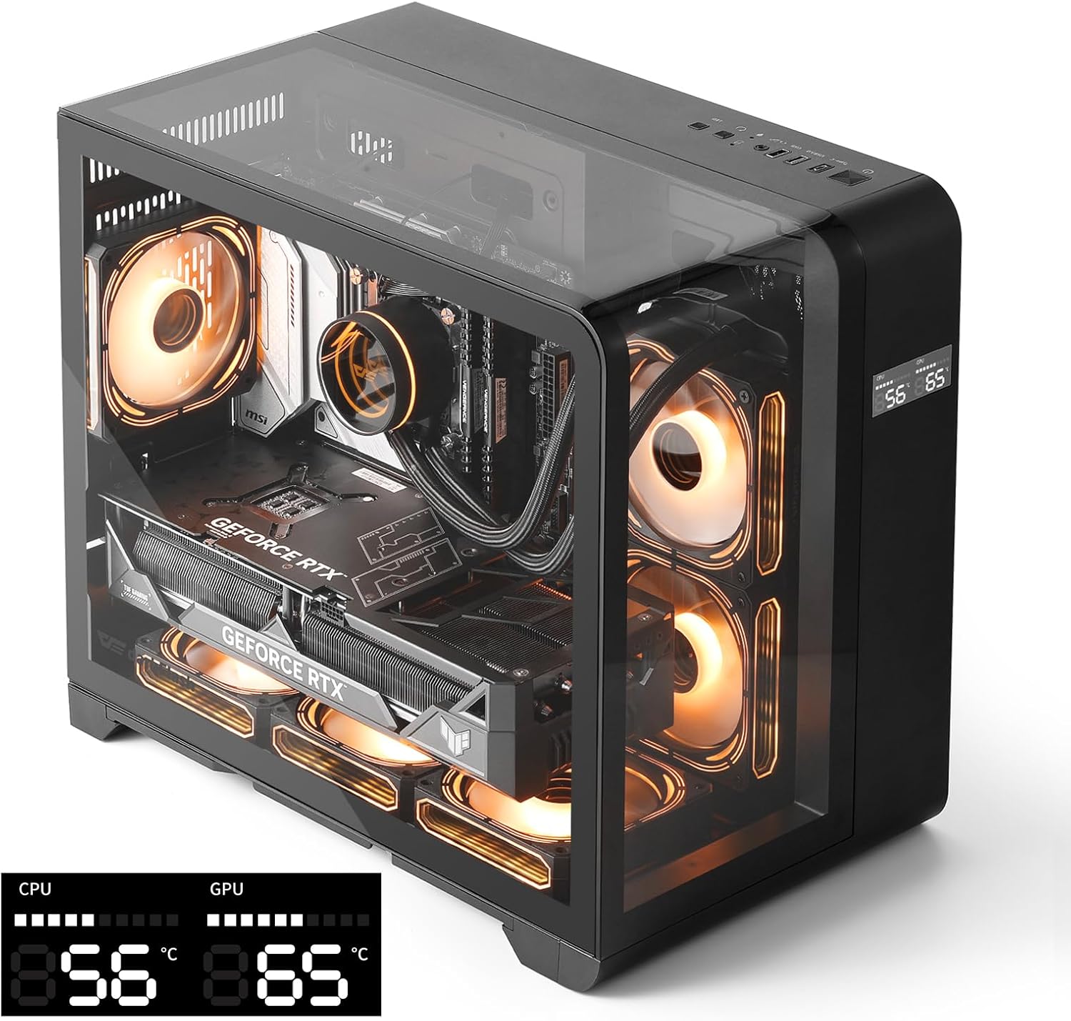 darkFlash MATX Gaming PC Case with Screen and Three Glass Sides