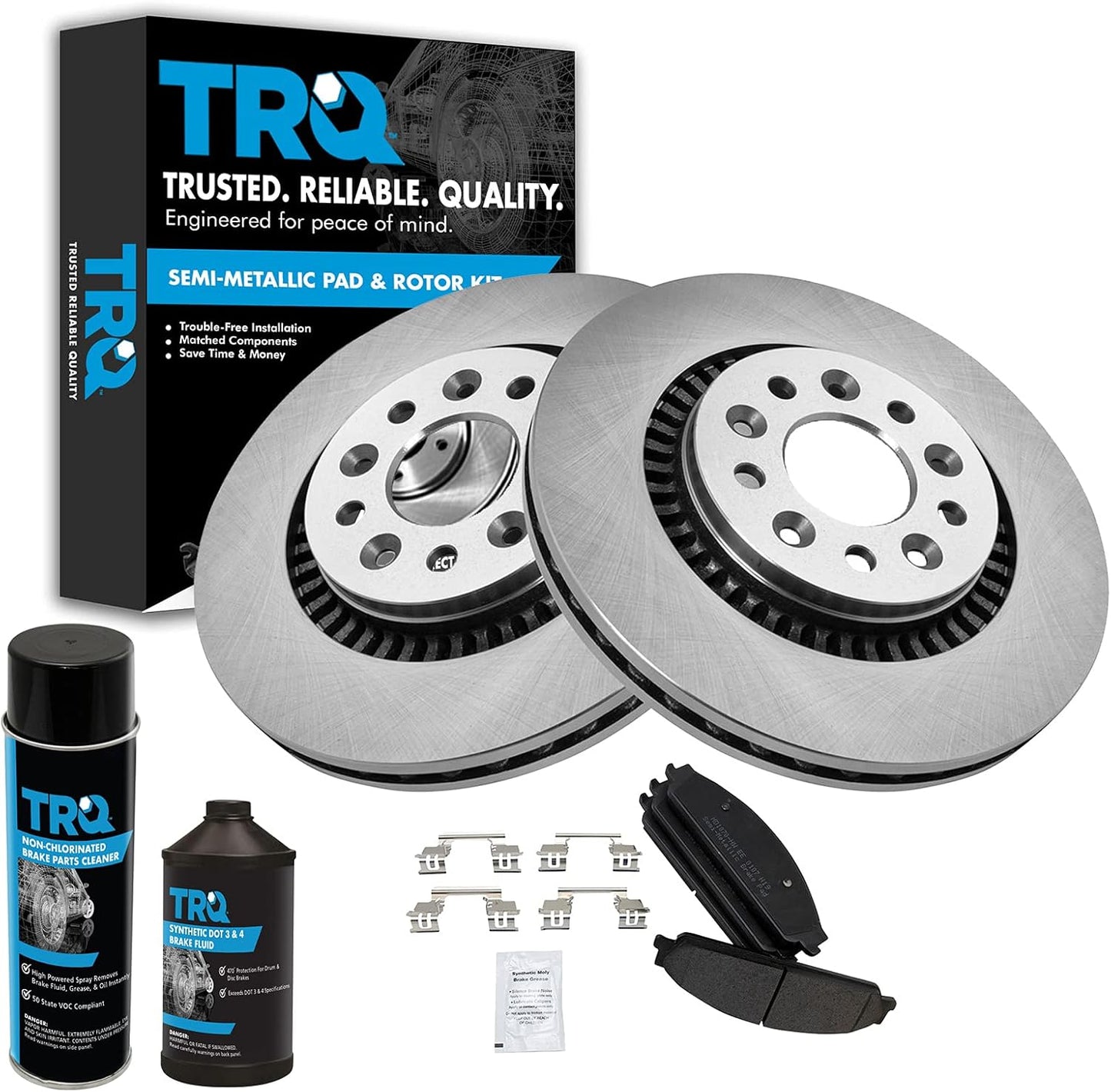 TRQ Front Brake Pad & Rotor Kit for 2005-2009 Ford Vehicles