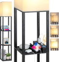 LED Shelf Floor Lamp with USB Charging Ports - Dimmable Shelf Light