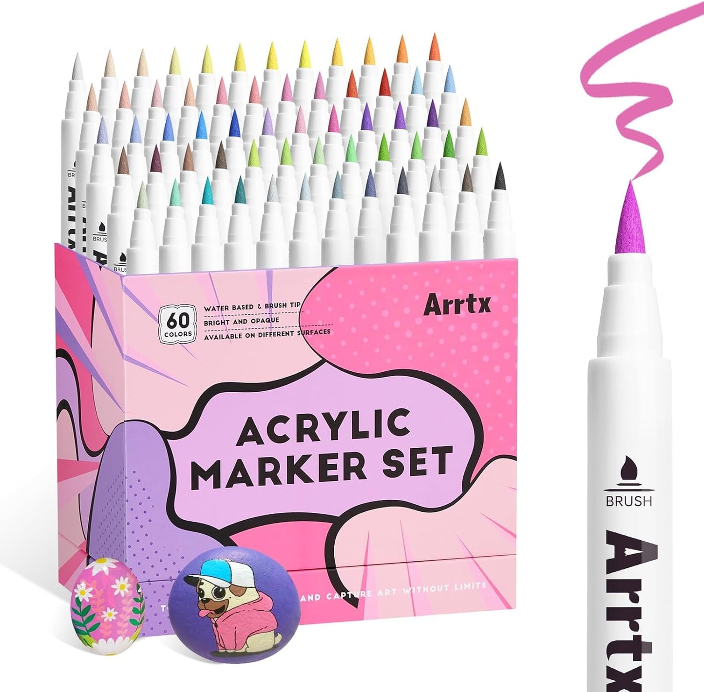 Arrtx 60 Colors Paint Markers for Artists and DIY Crafts