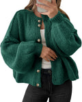 Womens Oversized Cardigan Button Up Chunky Knit - Lantern Sleeve Cozy