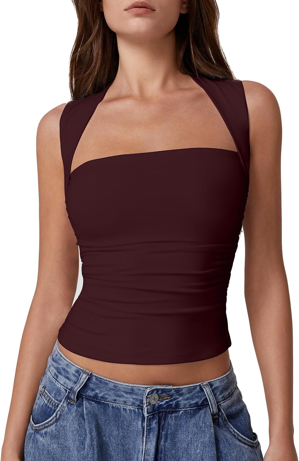 QINSEN Womens Square Neck Tank Tops for Stylish Summer Looks
