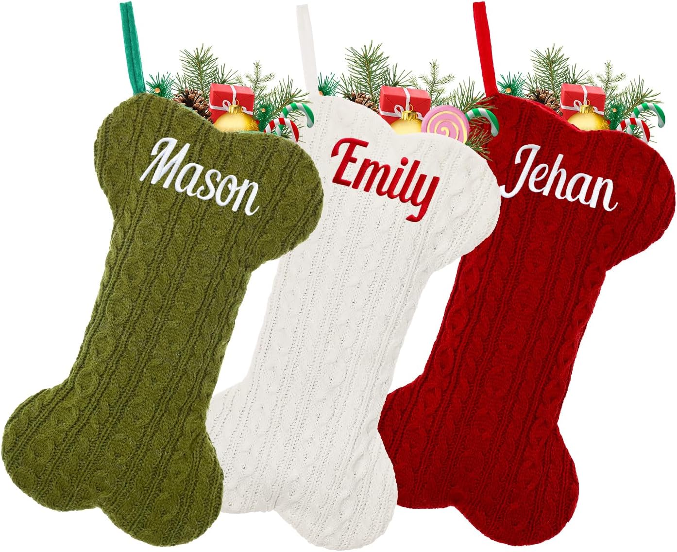 Personalized Pet Christmas Stocking for Dogs and Cats - Set of 5