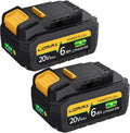 6.0AH Replacement for Dewalt 20V Max Battery 2 Pack - Longer Runtime