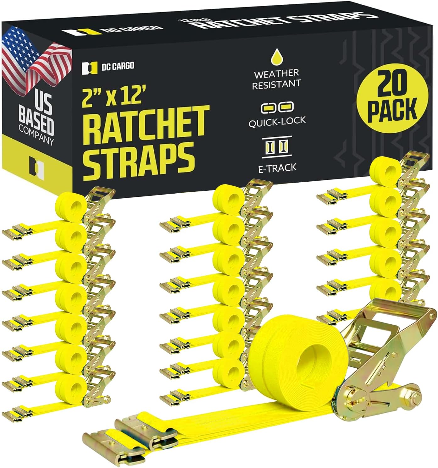 DC Cargo Mall E Track Ratchet Straps for Secure Tie-Downs