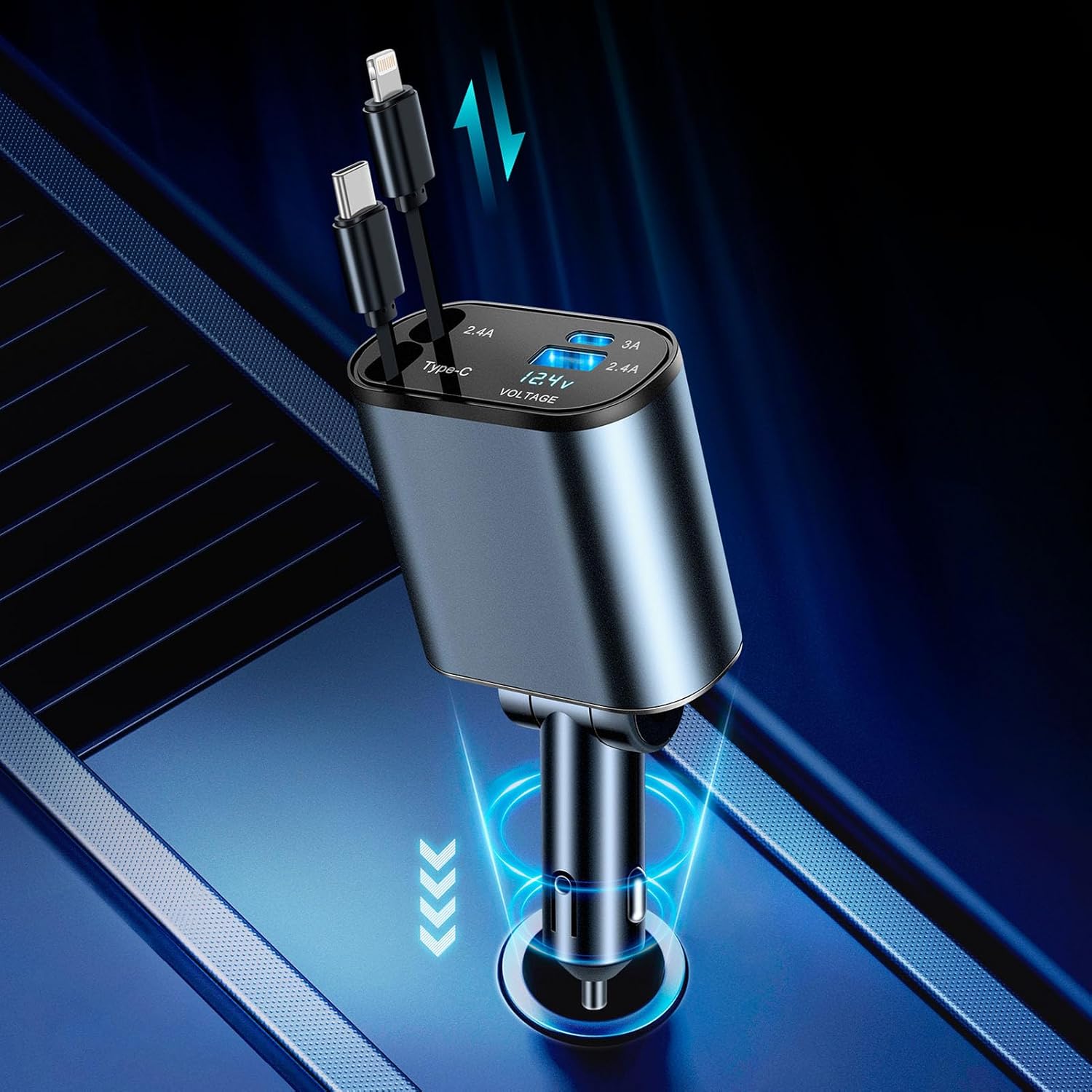 66W Fast Car Charger: Retractable, Efficient Charging