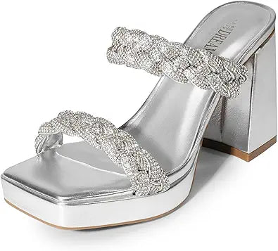 DREAM PAIRS Women's Two Braided Strap High Chunky Heels Review