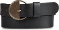 Women's Leather Half Circle Buckle Belt - Classic Antique Brass