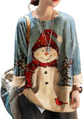 Women Christmas Sweater Oversized Pullover - Cozy Printed Tunic