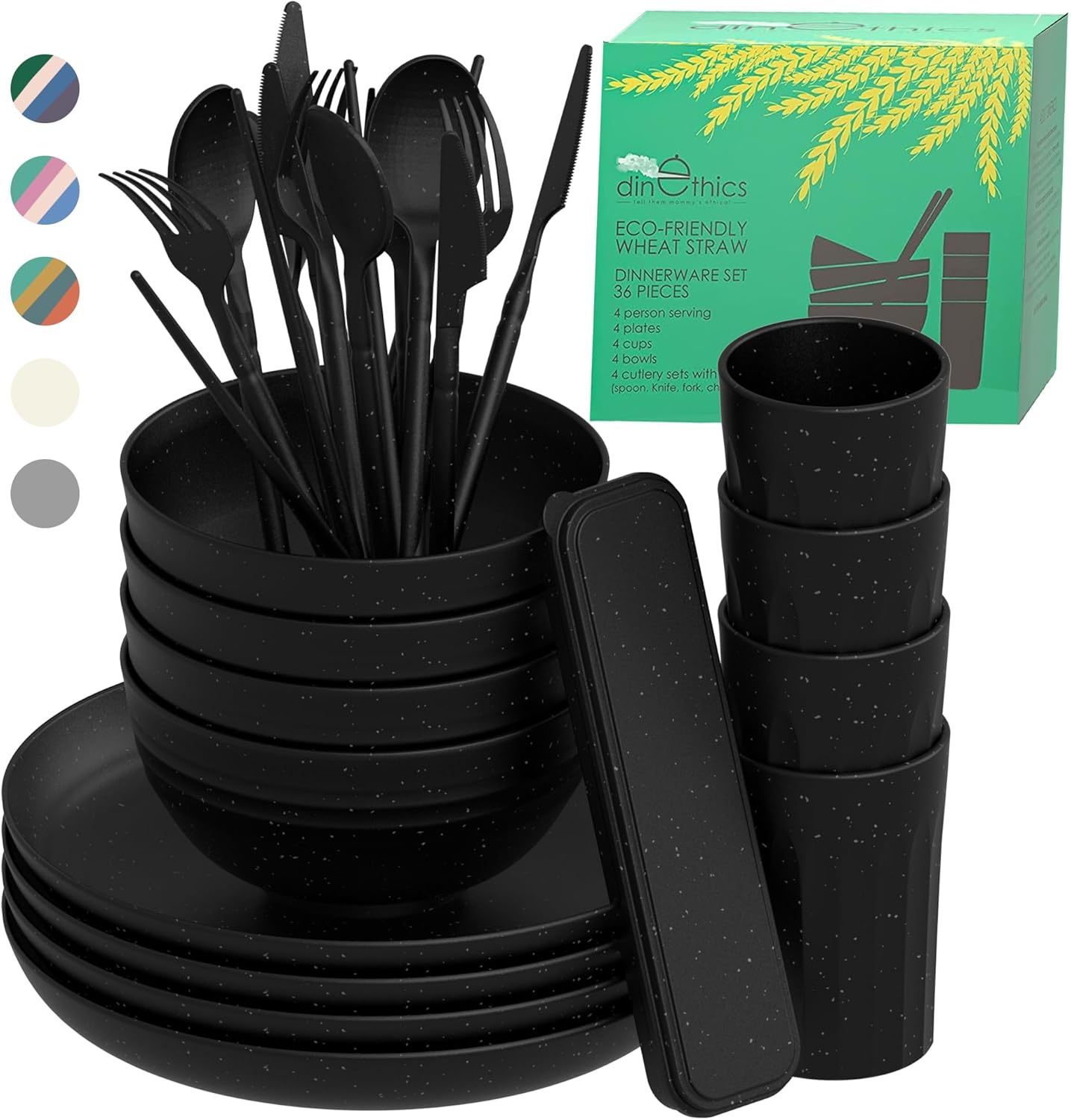 Wheat Straw Dinnerware Sets For 4 - Unbreakable Camping Dishes