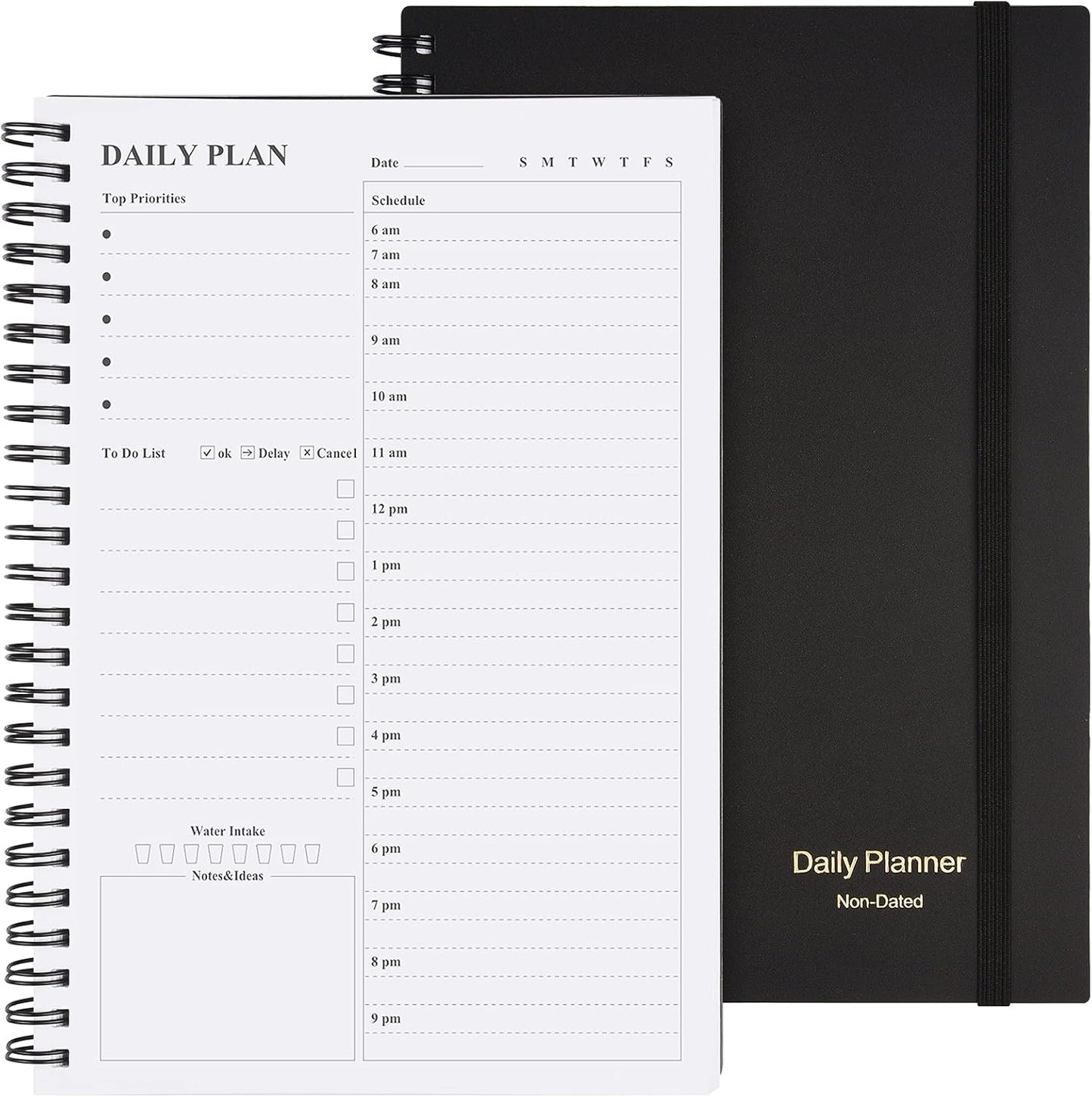 Asten Daily Planner: Hourly Schedules, Spiral Bound, PVC Hardcover, 8.3 x 5.8 - Stay Organized!