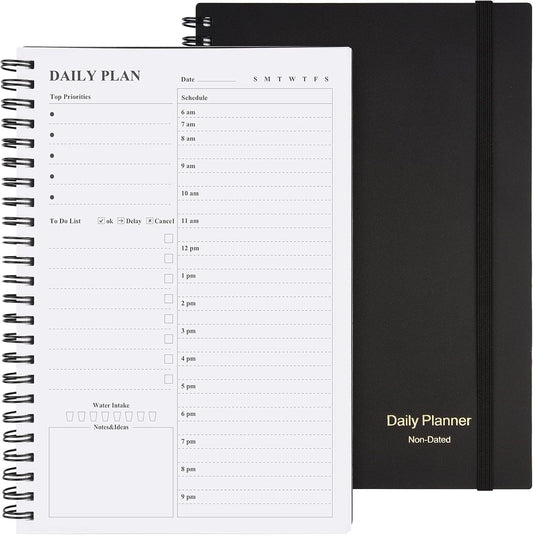 Asten Daily Planner: Hourly Schedules, Spiral Bound, PVC Hardcover, 8.3 x 5.8 - Stay Organized!