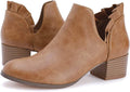 Fashare Womens Fall Cutout Booties Ankle Heels - Versatile Slip On