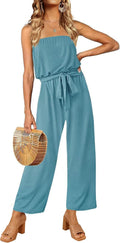 Off Shoulder Strapless Belted Wide Leg Jumpsuit - Flattering Day