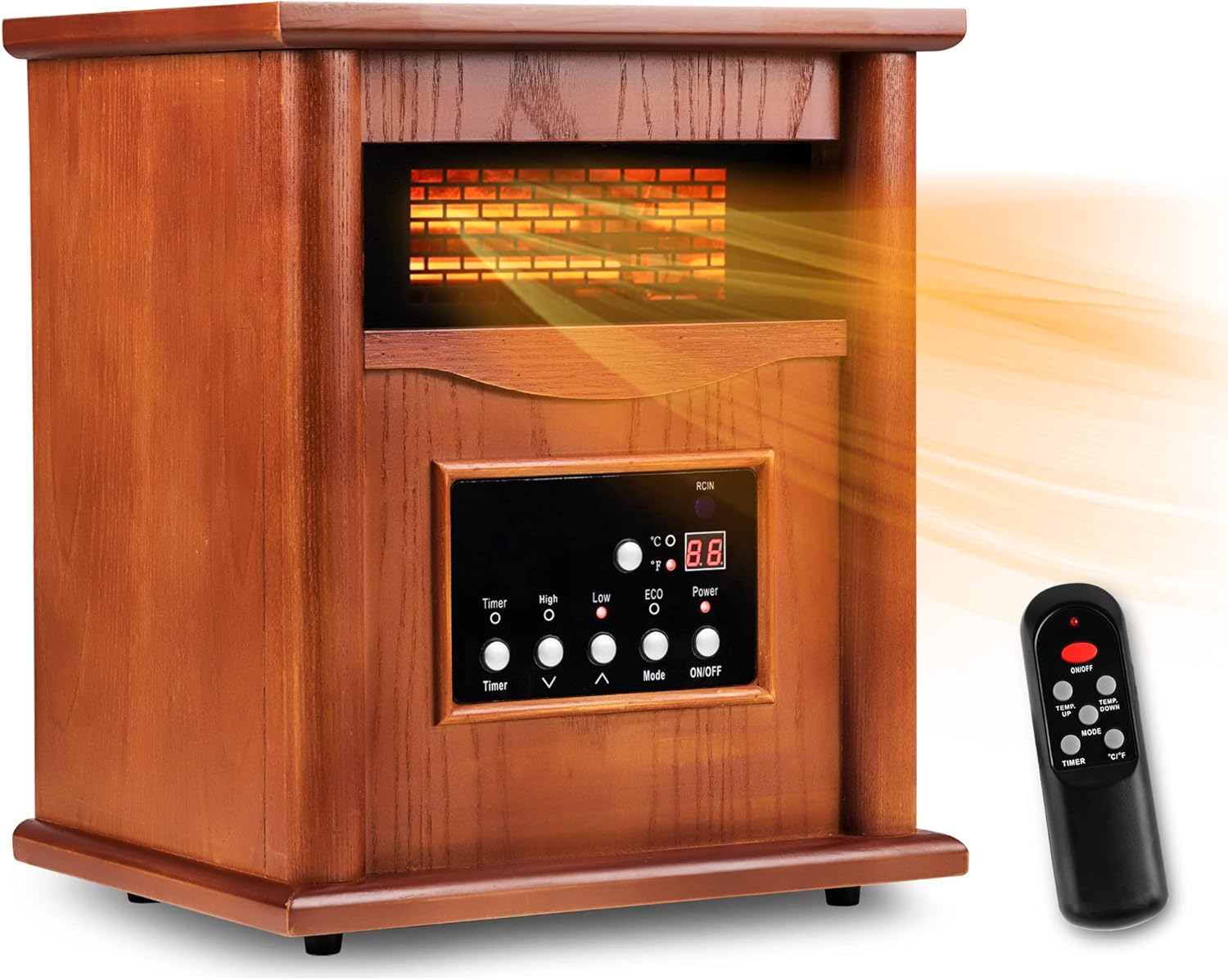 1500W Quartz Space Heater: Remote Control, 3 Heat Settings