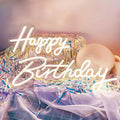 Happy Birthday Sign Neon Large 23x8 & 16.5x8 in - Warm White
