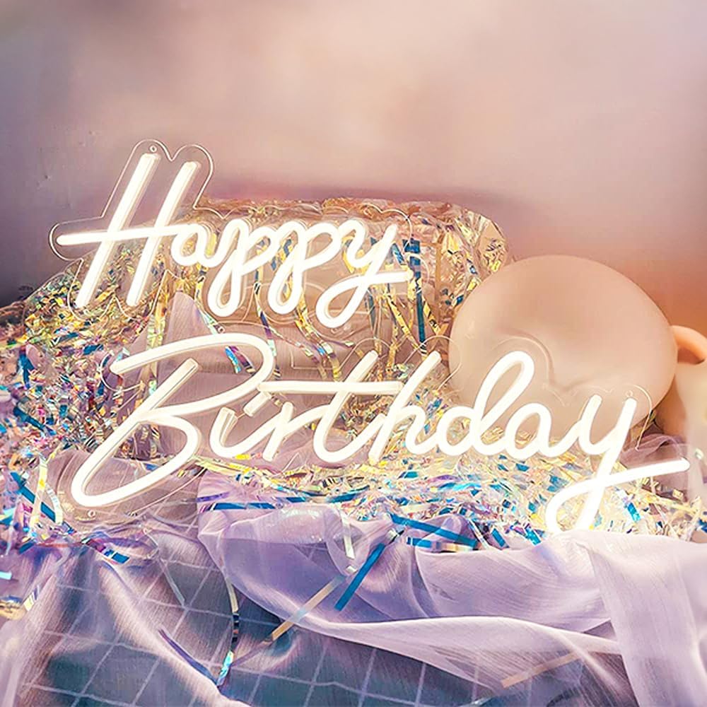 Happy Birthday Sign Neon Light Up Sign for Party Decor