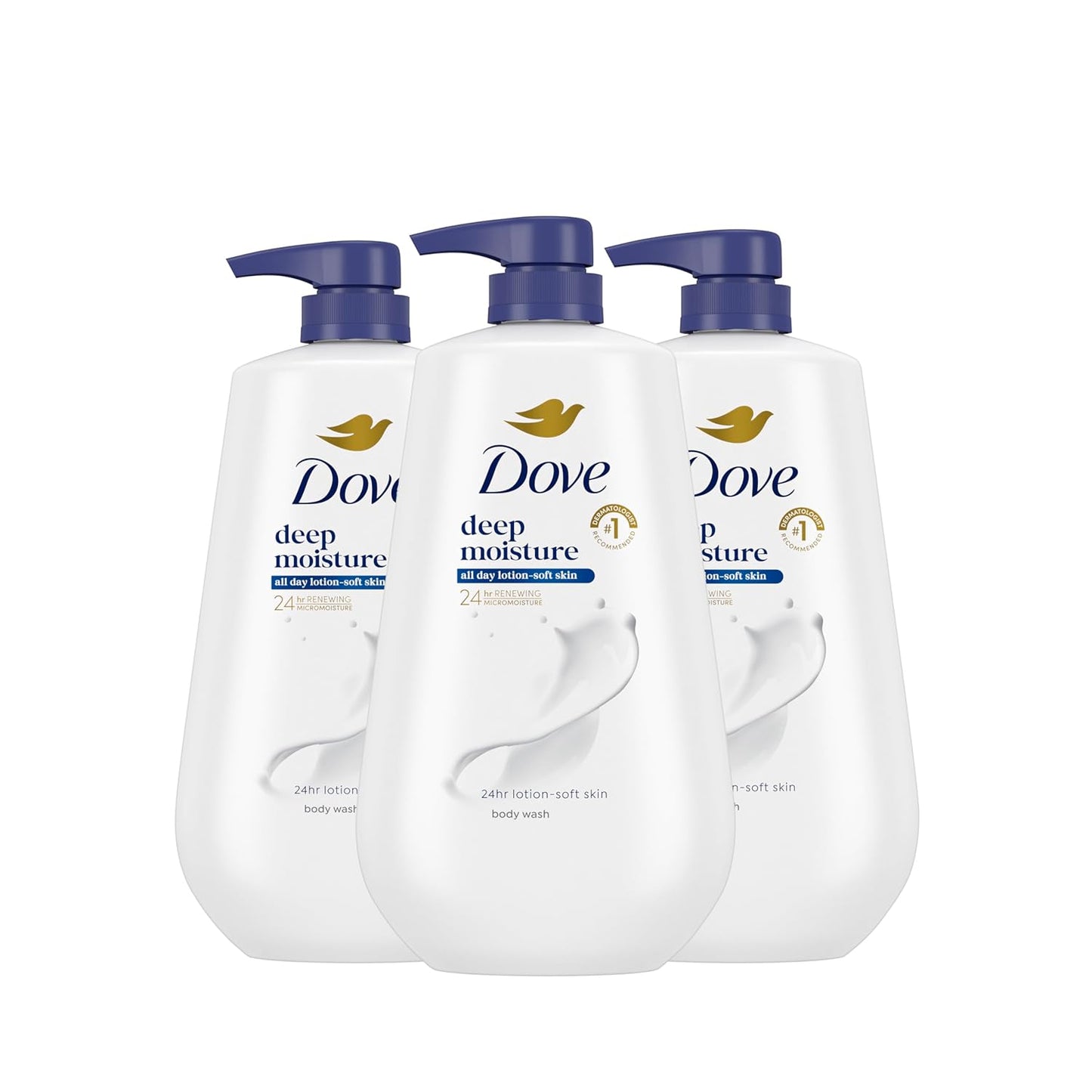 Dove Body Wash with Pump 3 Count for Deep Moisture Skin Care