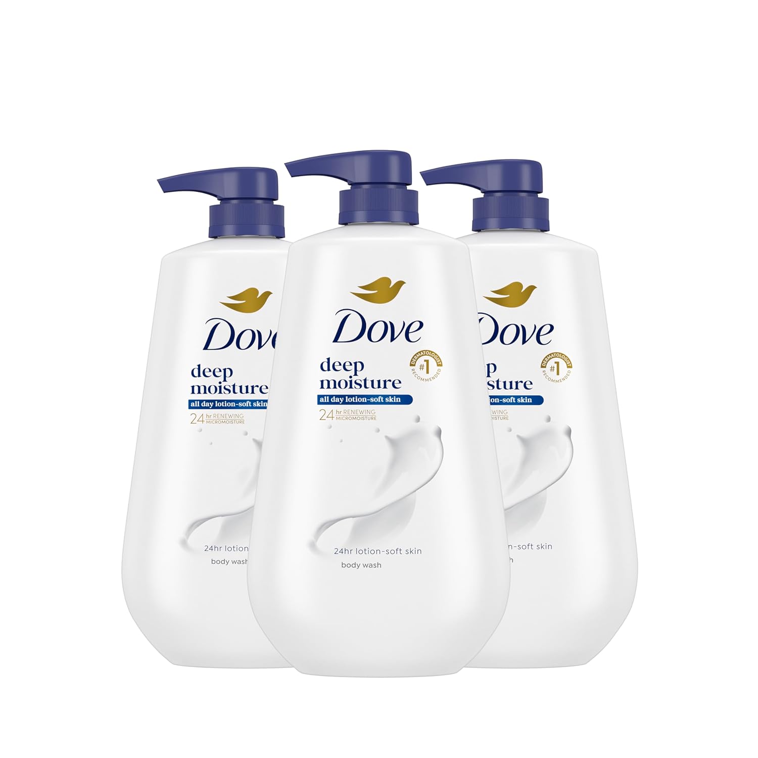 Dove Body Wash with Pump 3 Count for Deep Moisture Skin Care