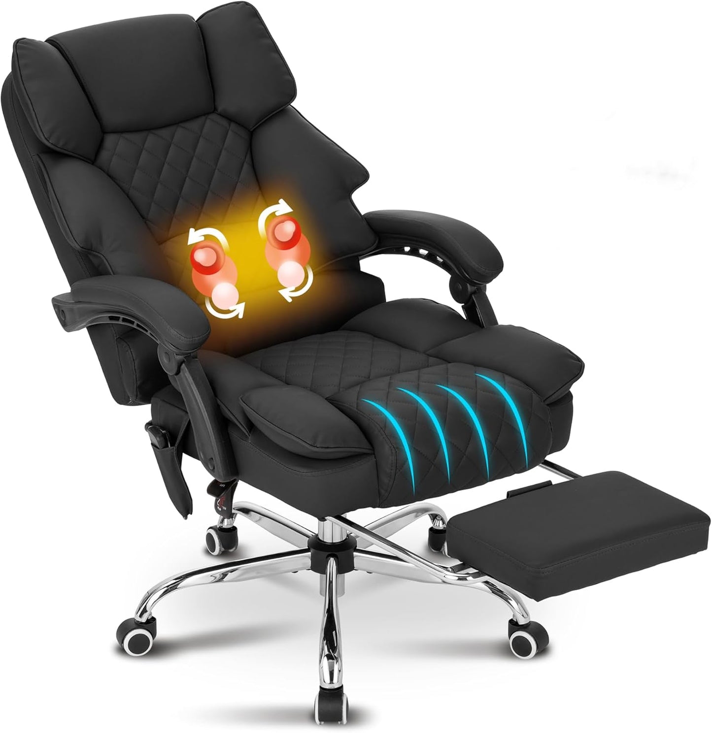 Kneading Massage Executive Office Chair with Heated Footrest
