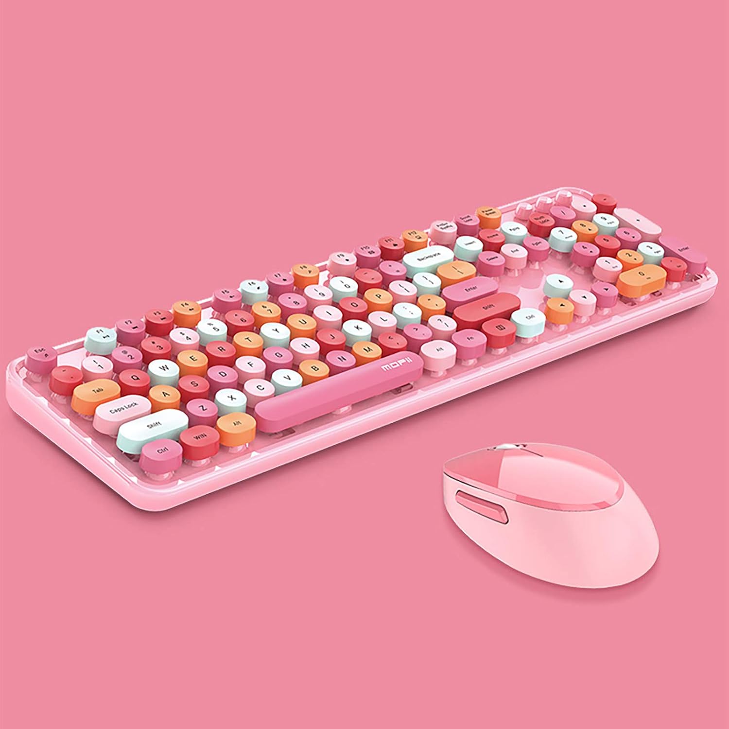 2.4G Full-Size Wireless Keyboard and Mouse Combo in Pink