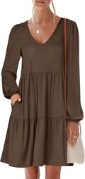 ANRABESS Womens Long Sleeve Tiered Flowy Dress - Fall Casual