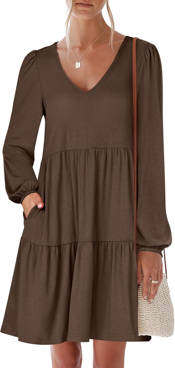 ANRABESS Womens Long Sleeve Dress for Casual Beach Outfits