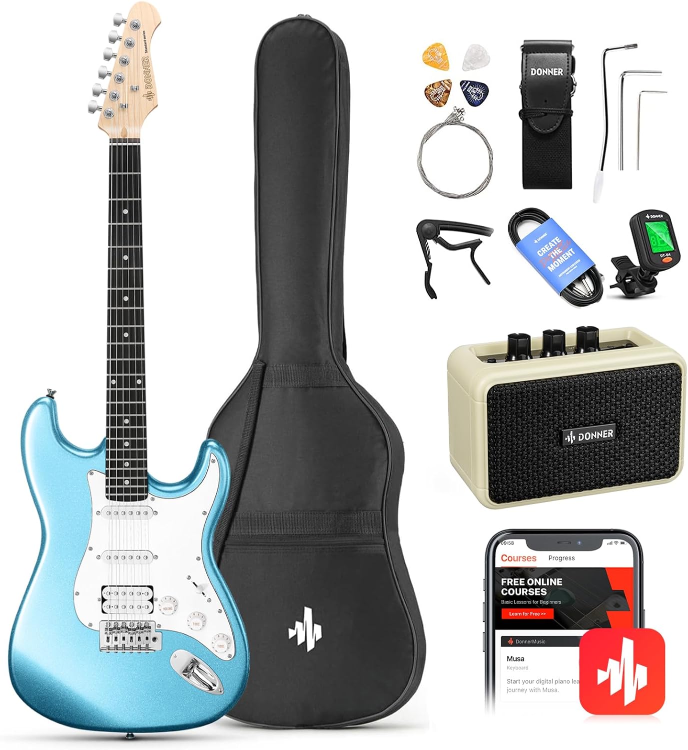 Donner DST-100T Electric Guitar Beginner Kit with Accessories