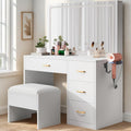 Makeup Vanity with Large Mirror and LED Lights - Organized Glam Setup