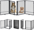 Metal Freestanding Dog Gate with Door for Extra Wide Spaces
