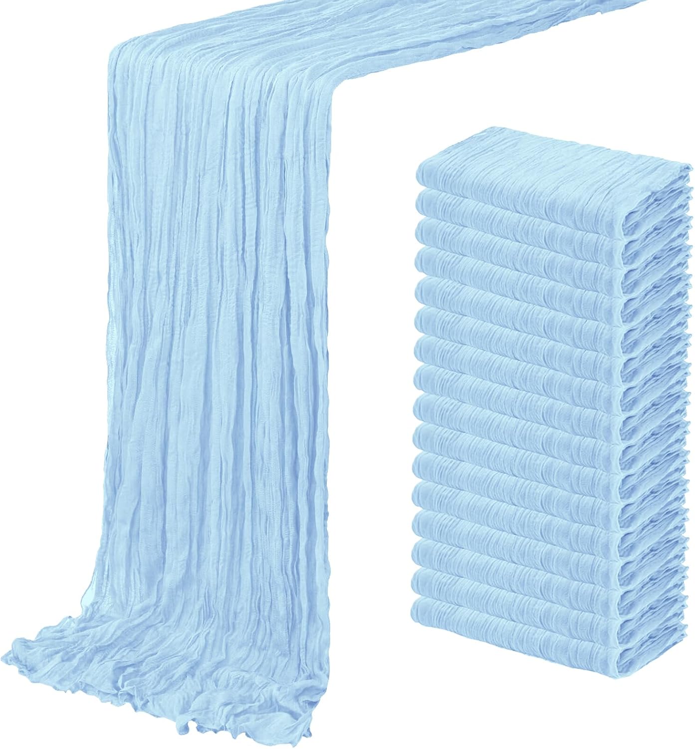 16 Pack Baby Blue Cheesecloth Table Runner for Elegant Events