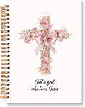 Pink Bow Coquette Notebook - Floral Cross Prayer Journal for Women
