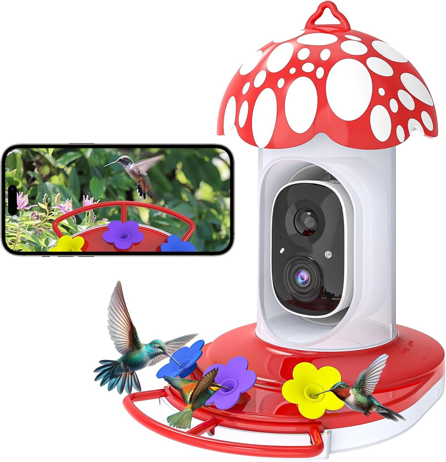 GHORA Smart Hummingbird Feeder with AI Camera - Bird Breed ID, 1080P Live Feed!