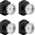 4 Pack Glass Dummy Door Knobs - Crystal Half-Dummy, Oil Rubbed Bronze
