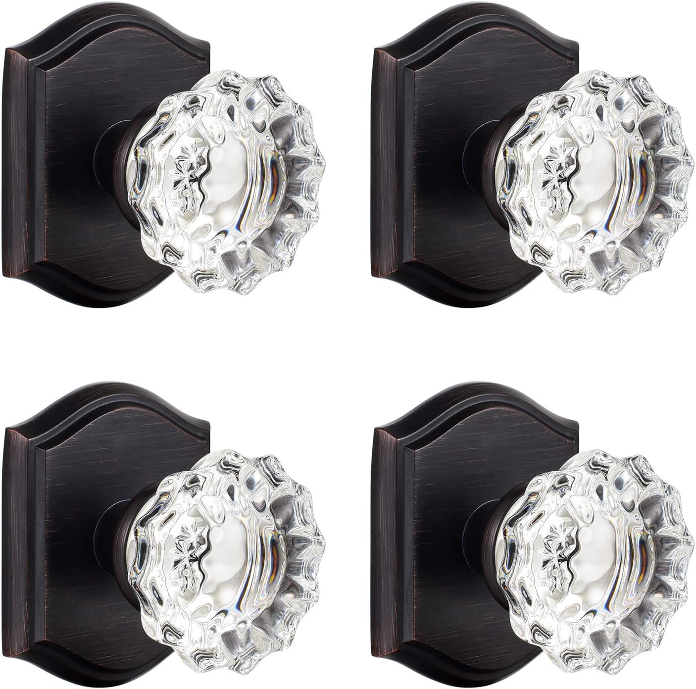 4 Pack Glass Dummy Door Knobs for Closet and Bifold Use