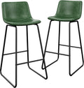 Bar Stools Set of 2 30 in Counter Height - Modern Faux Leather Seats