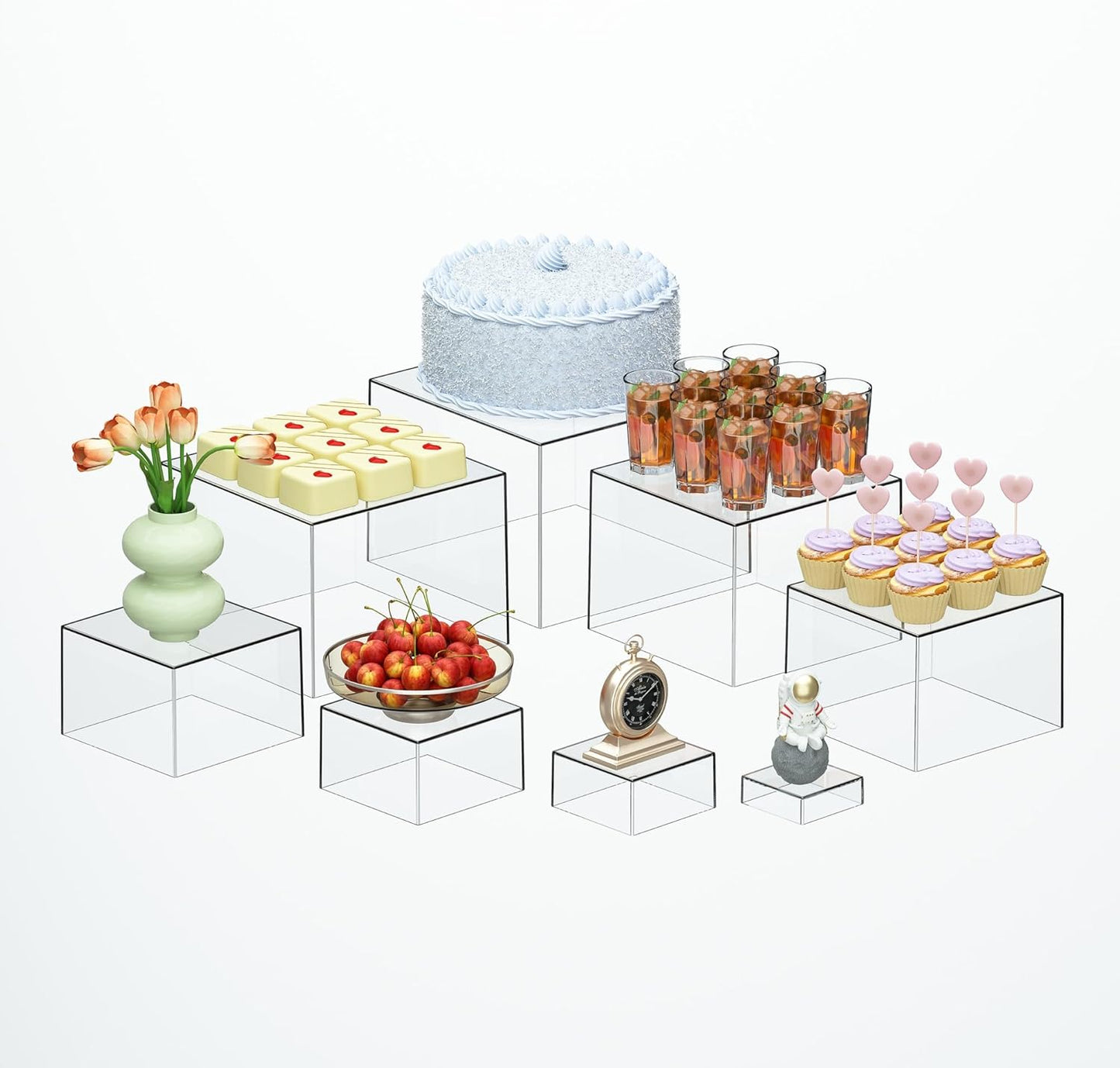 Large Clear Acrylic Boxes for Buffet Risers and Display Stands